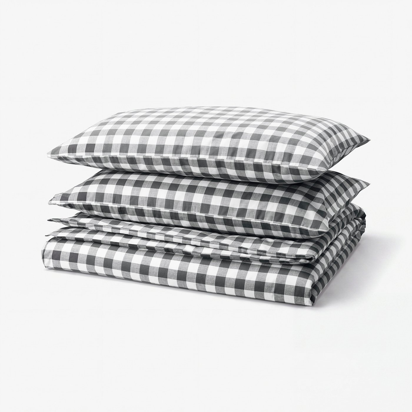 EKTANDVINGE Duvet cover and 2 pillowcases, anthracite white/check, 240x220/50x80 cm