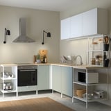 ENHET Corner kitchen, white/pale grey-green white, 226 cm