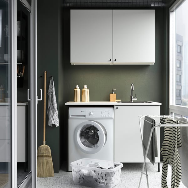 ENHET Laundry, anthracite/white, 139x63.5x87.5 cm