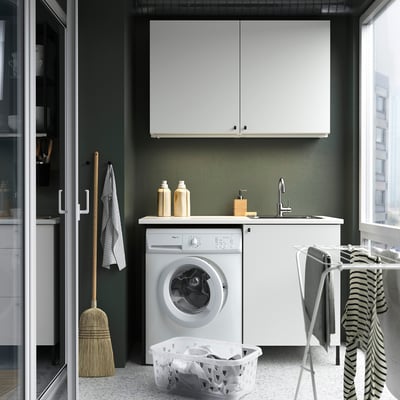 ENHET Laundry, anthracite/white, 139x63.5x87.5 cm