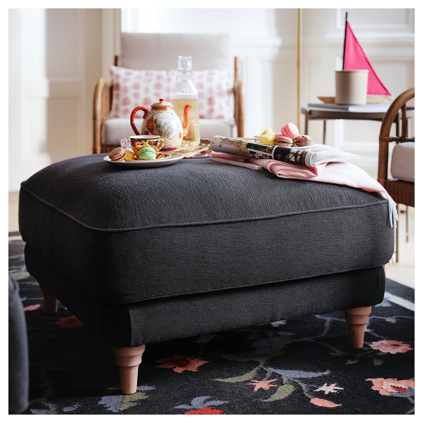 ESSEBODA footstool, Knäbäck/anthracite birch - IKEA