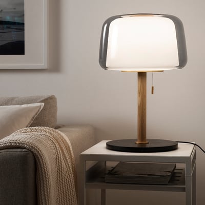 EVEDAL Table lamp, marble/grey