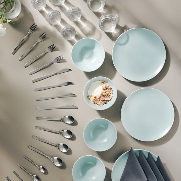 FÄRGKLAR 10-piece service, matt light turquoise