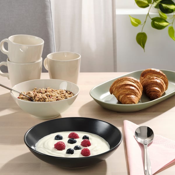 FÄRGKLAR Deep plate, matt dark grey, 19 cm