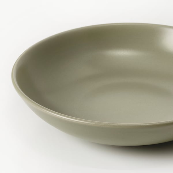 FÄRGKLAR Deep plate, matt green, 19 cm