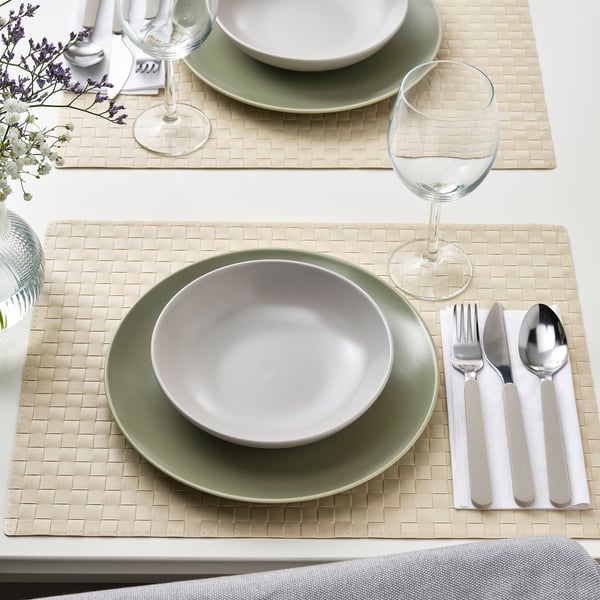 FÄRGKLAR Deep plate, matt light grey, 19 cm