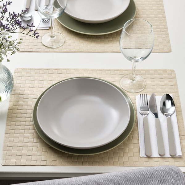 FÄRGKLAR Deep plate, matt light grey, 23 cm