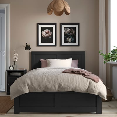 FÅGELFJÄLLET Bed frame, black oak effect, 120x200 cm