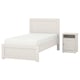 White FÅGELFJÄLLET bed & bedside table set. Clean, classic design with simple lines.