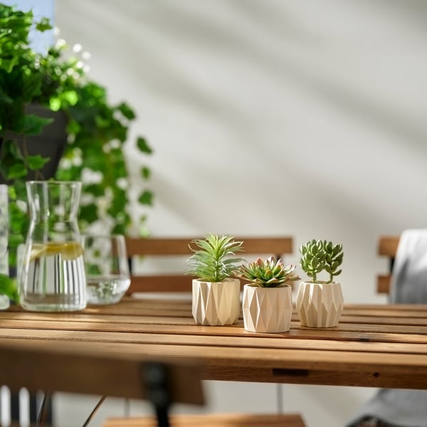 FEJKA Artificial potted plant, set of 3, in/outdoor Succulent