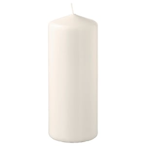 FENOMEN white pillar candle, cotton wick, smooth wax, cylindrical shape.