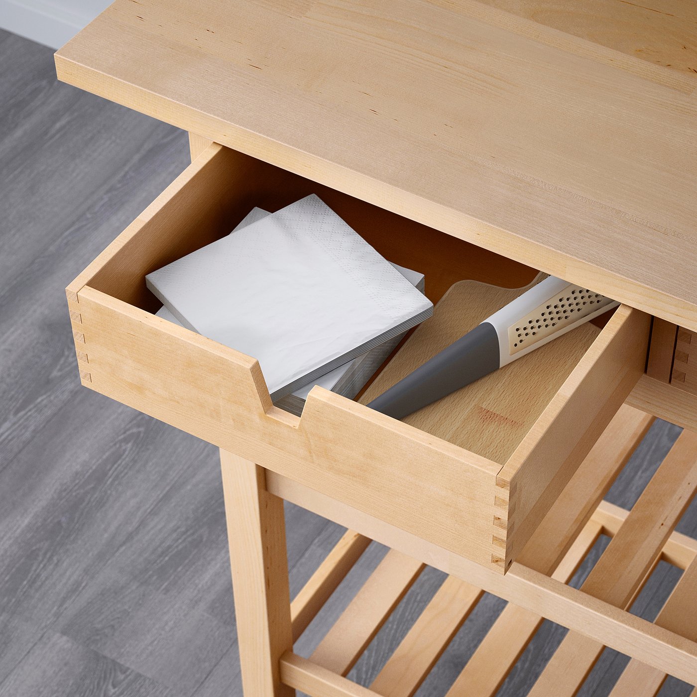 FÖRHÖJA kitchen trolley, birch, 100x43 cm - IKEA