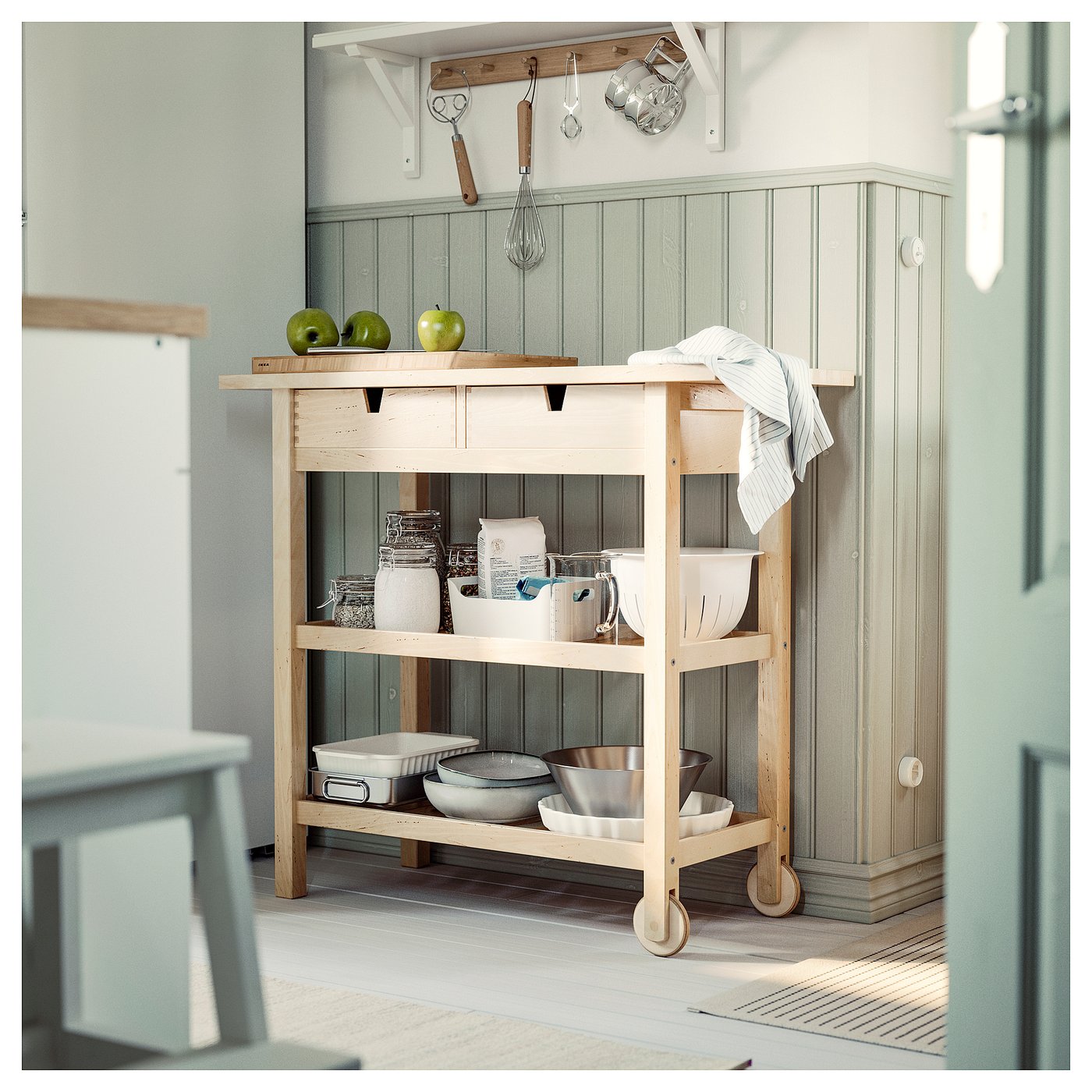 FÖRHÖJA kitchen trolley, birch, 100x43 cm - IKEA