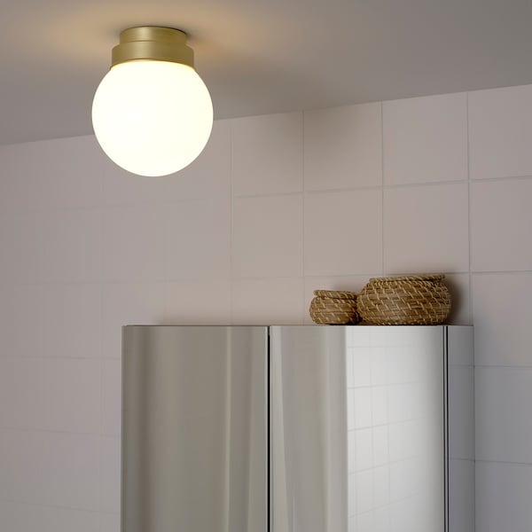FRIHULT Ceiling/wall lamp, brass-colour