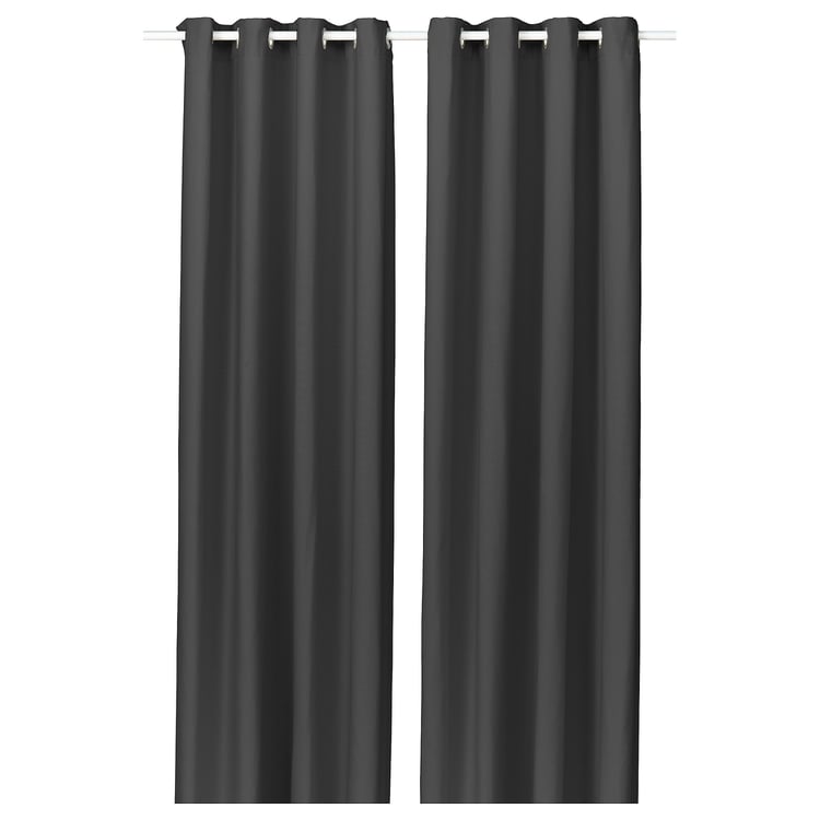 GINSTMOTT curtains, 1 pair, dark grey/with eyelets, 145x250 cm - IKEA