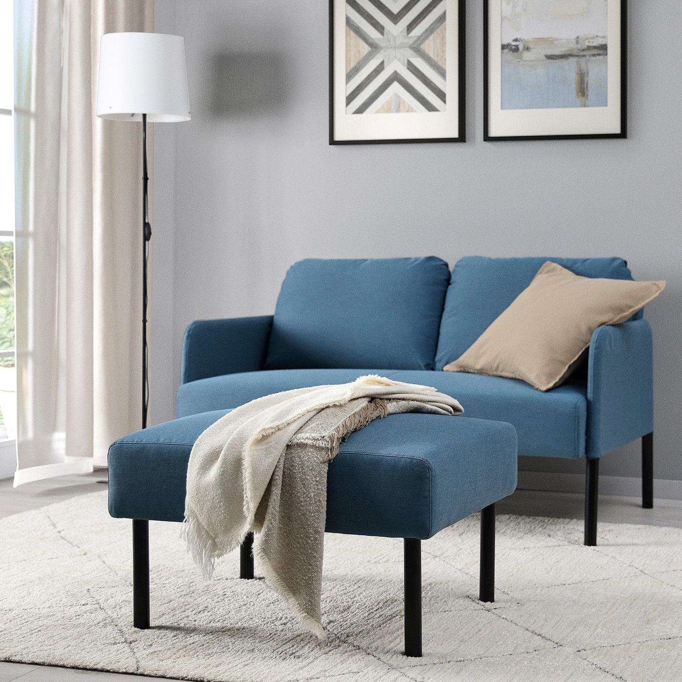 GLOSTAD footstool, Knisa medium blue - IKEA