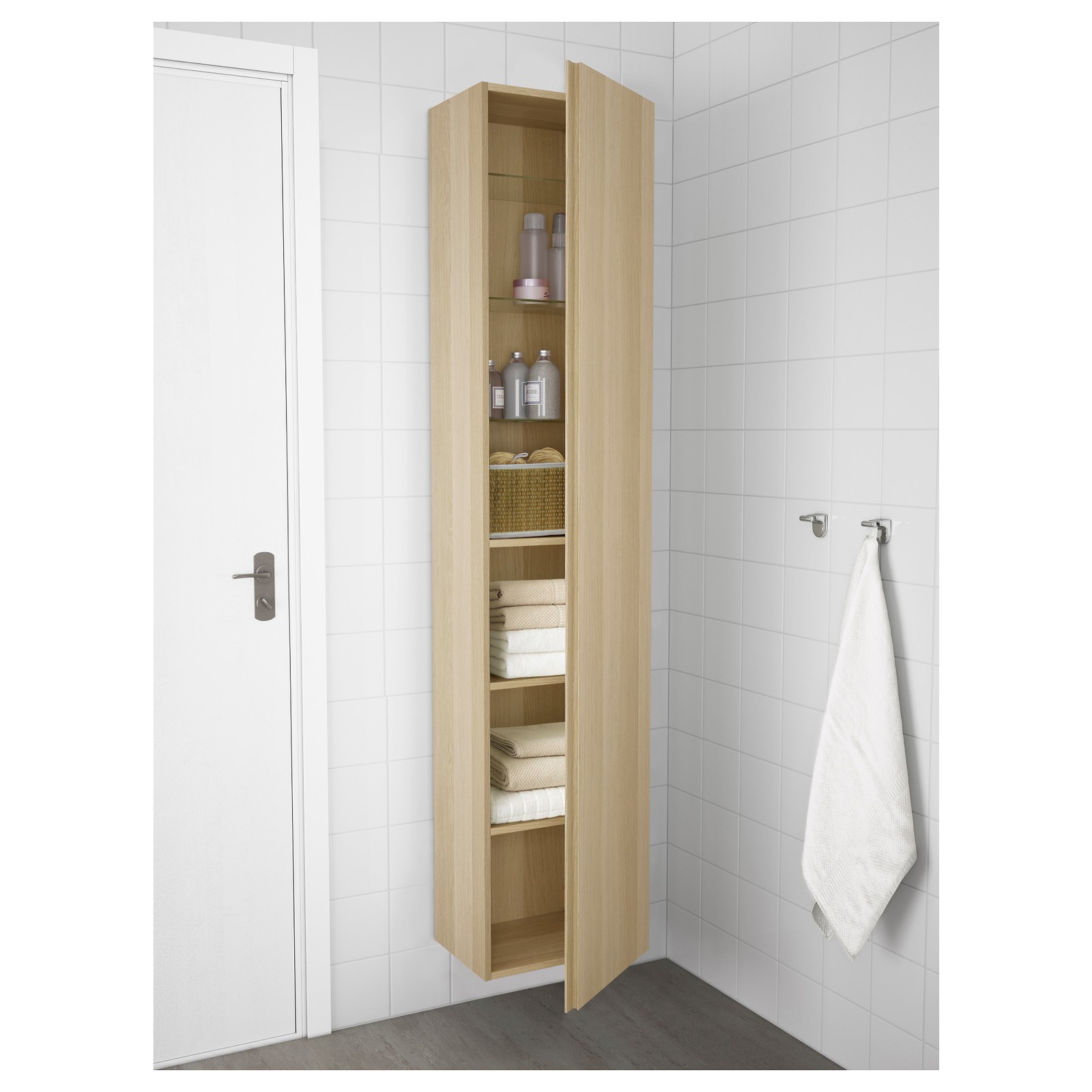 A bright and streamlined bathroom with hidden storage IKEA
