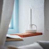 GODTAGBAR Candlestick, ceramic white, 8 cm