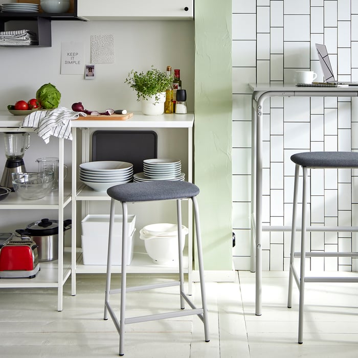 GRÅSALA bar stool, grey, 62 cm IKEA