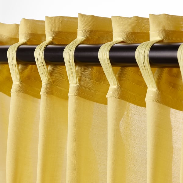 GUNRID Air purifying curtain, 1 pair, yellow, 145x250 cm IKEA