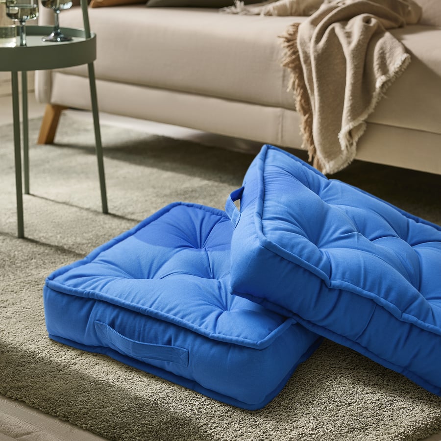 GURLI floor cushion, blue, 45x45x10 cm - IKEA