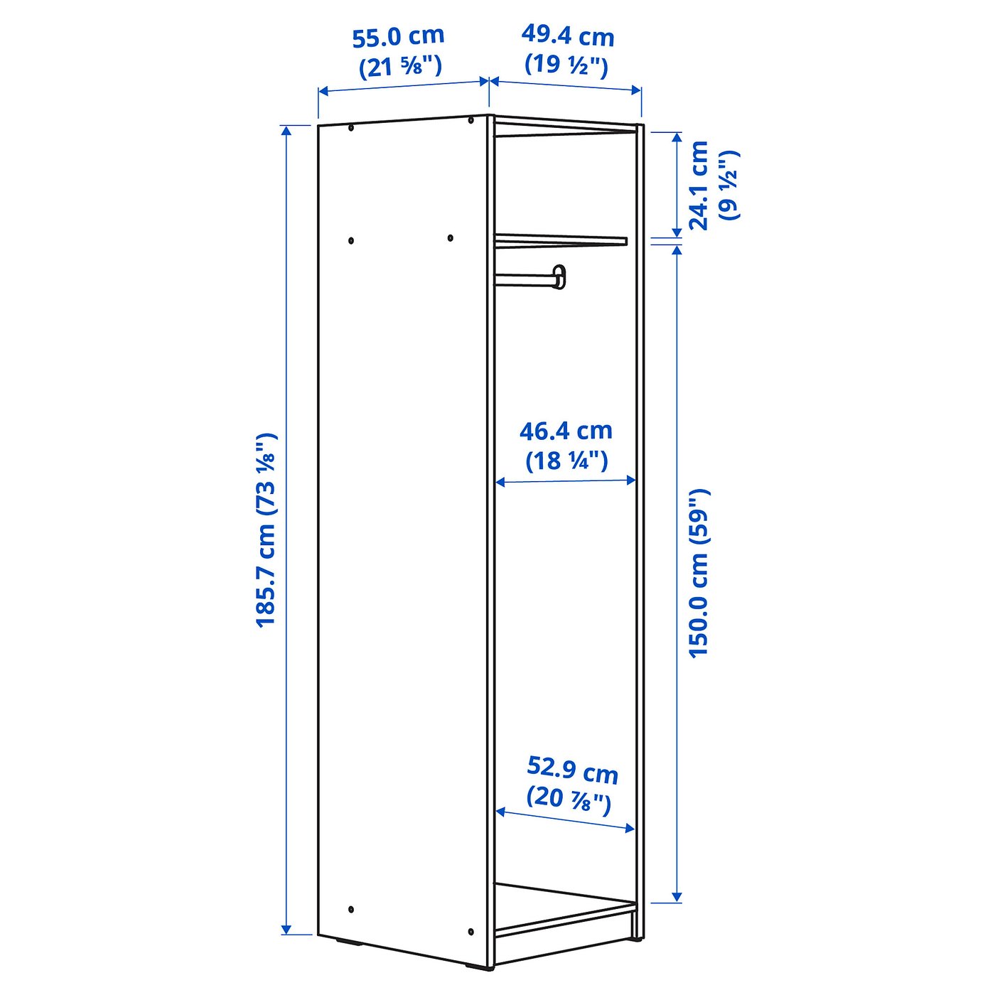 ikea GURSKEN グールスケン ワードローブ ライトベージュ完成品 GURSKEN wardrobe, light beige, 49x55x186 cm - IKEA