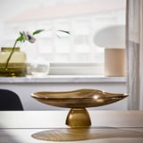 HÄCKPOPPEL Decorative bowl with base, brown, 24 cm