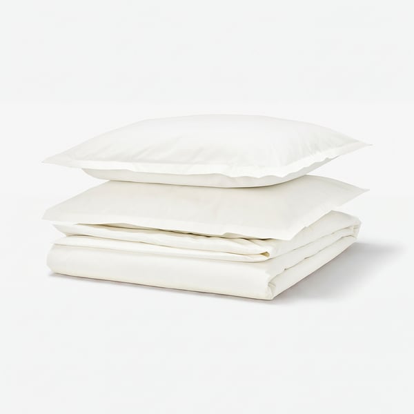HAMPFLOCKEL Duvet cover and 2 pillowcases, white, 240x220/50x80 cm