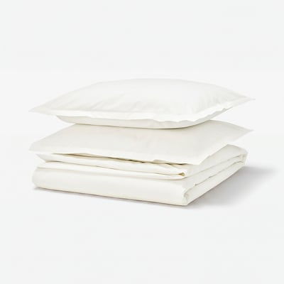 HAMPFLOCKEL Duvet cover and 2 pillowcases, white, 200x230/50x80 cm