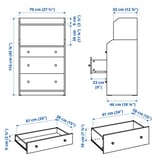 HAUGA Chest of 3 drawers with shelf, beige, 70x46x116 cm