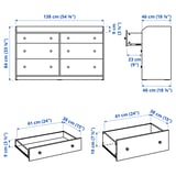 HAUGA Chest of 6 drawers, white, 138x46x84 cm