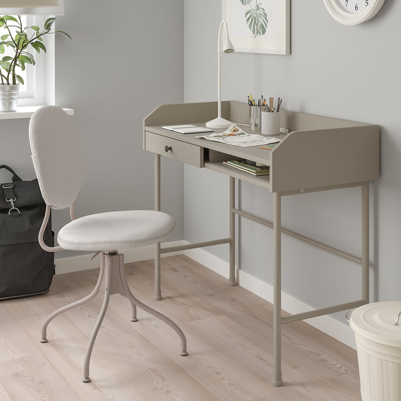 HAUGA Desk, beige, 100x45 cm IKEA