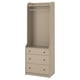 Option: HAUGA Open wardrobe with 3 drawers, beige, 70x199 cm