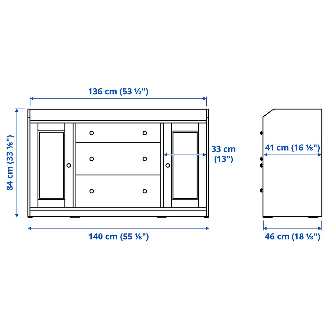 HAUGA sideboard, white, 140x84 cm - IKEA