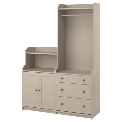 HAUGA Storage combination, beige, 139x46x199 cm