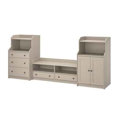 HAUGA TV/storage combination, beige, 277x46x116 cm