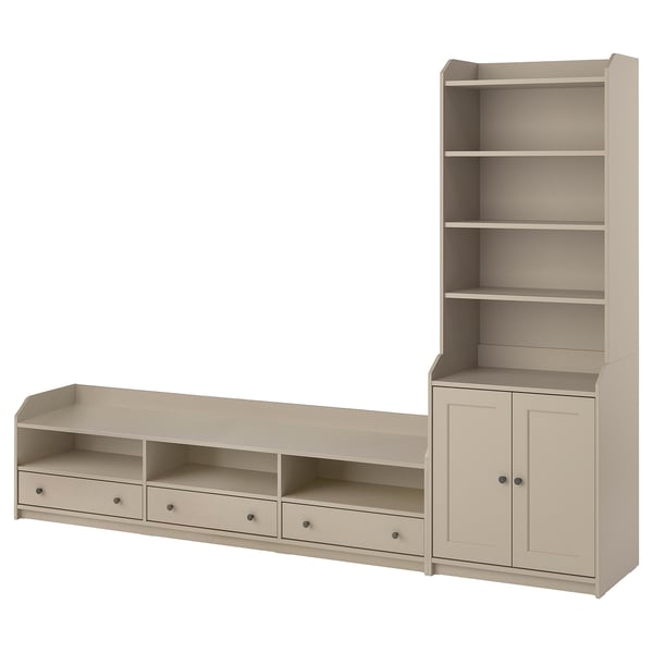 HAUGA TV/storage combination, beige, 276x46x199 cm