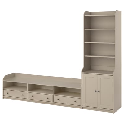 HAUGA TV/storage combination, beige, 276x46x199 cm