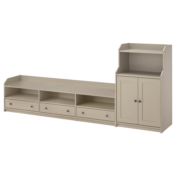 HAUGA TV/storage combination, beige, 276x46x116 cm