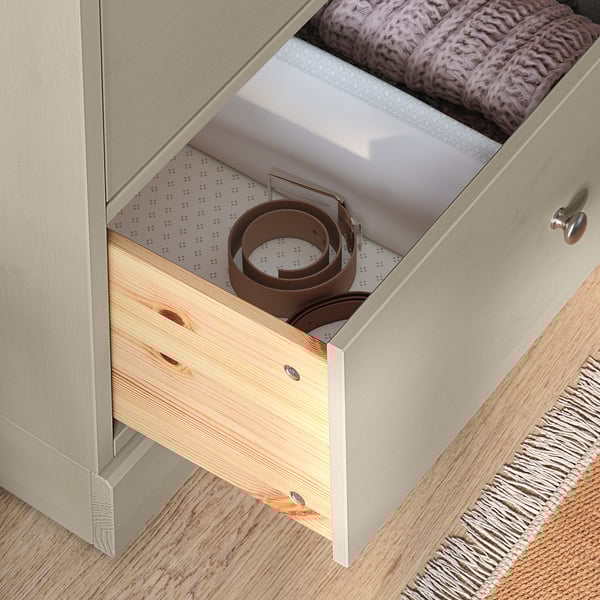 HAVSTA Chest of 6 drawers, grey-beige, 121x47x89 cm