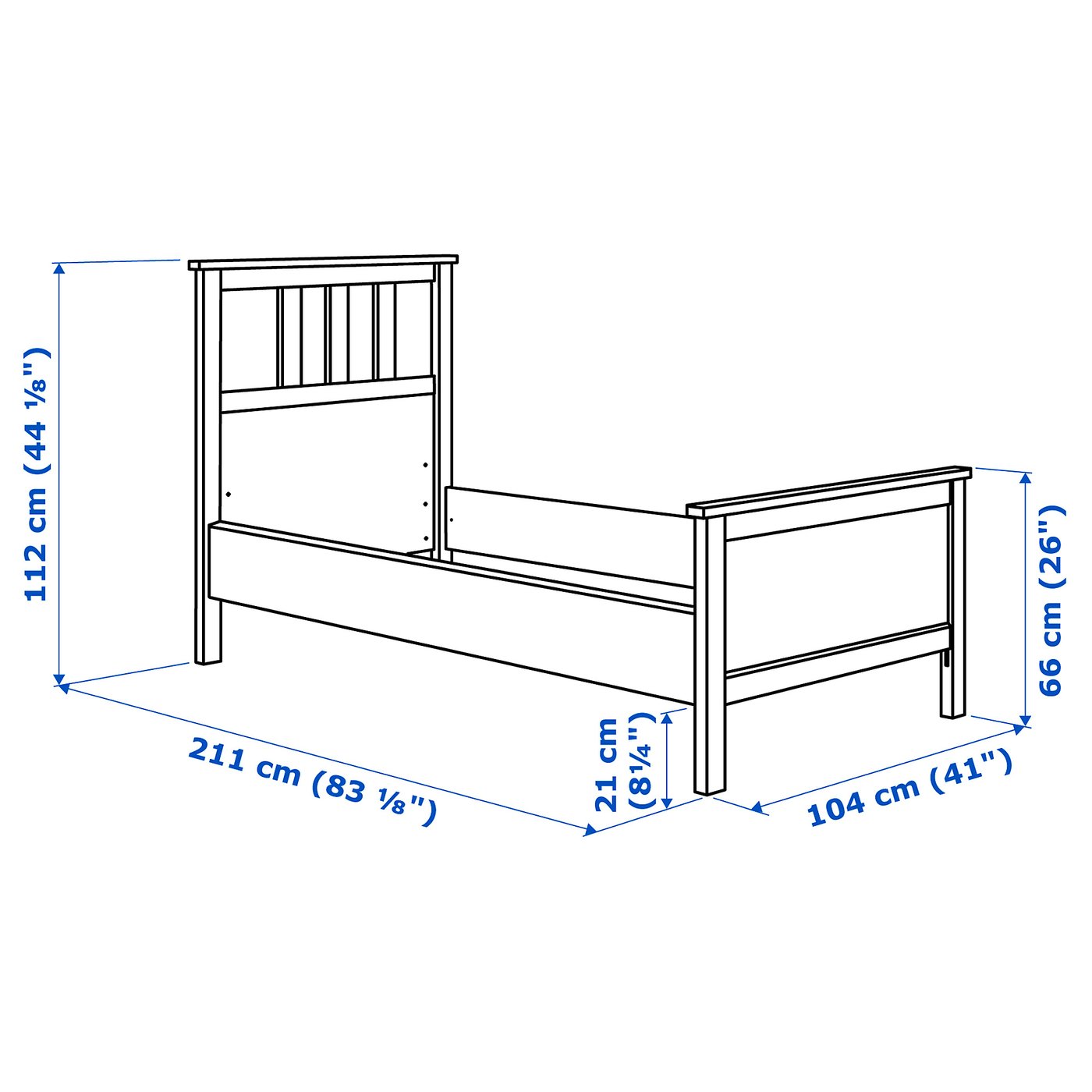 HEMNES bed frame, white stain/Lönset, 90x200 cm - IKEA