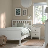 HEMNES Bed frame with mattress, white stain/Åkrehamn firm, 120x200 cm