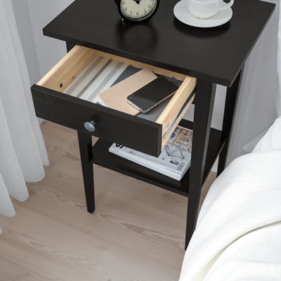 HEMNES Bedside table, black-brown, 46x35 cm