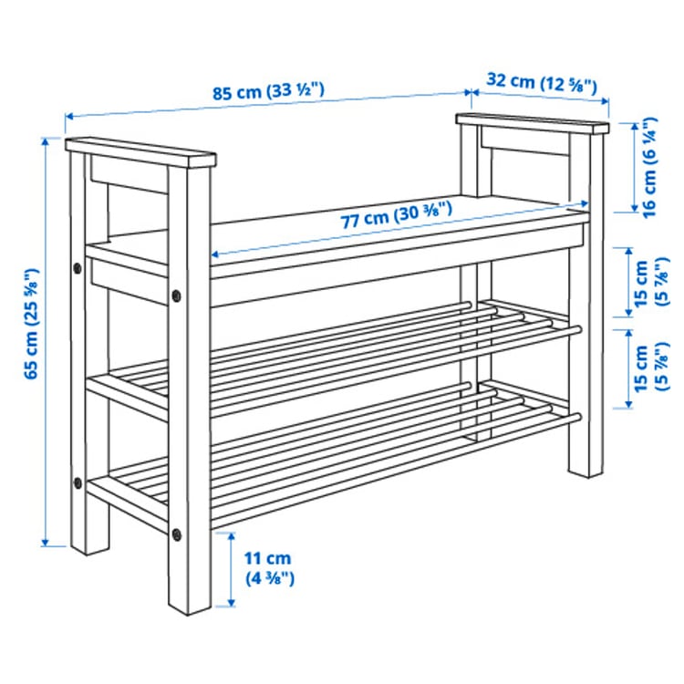 HEMNES bench with shoe storage, white, 85x32x65 cm IKEA