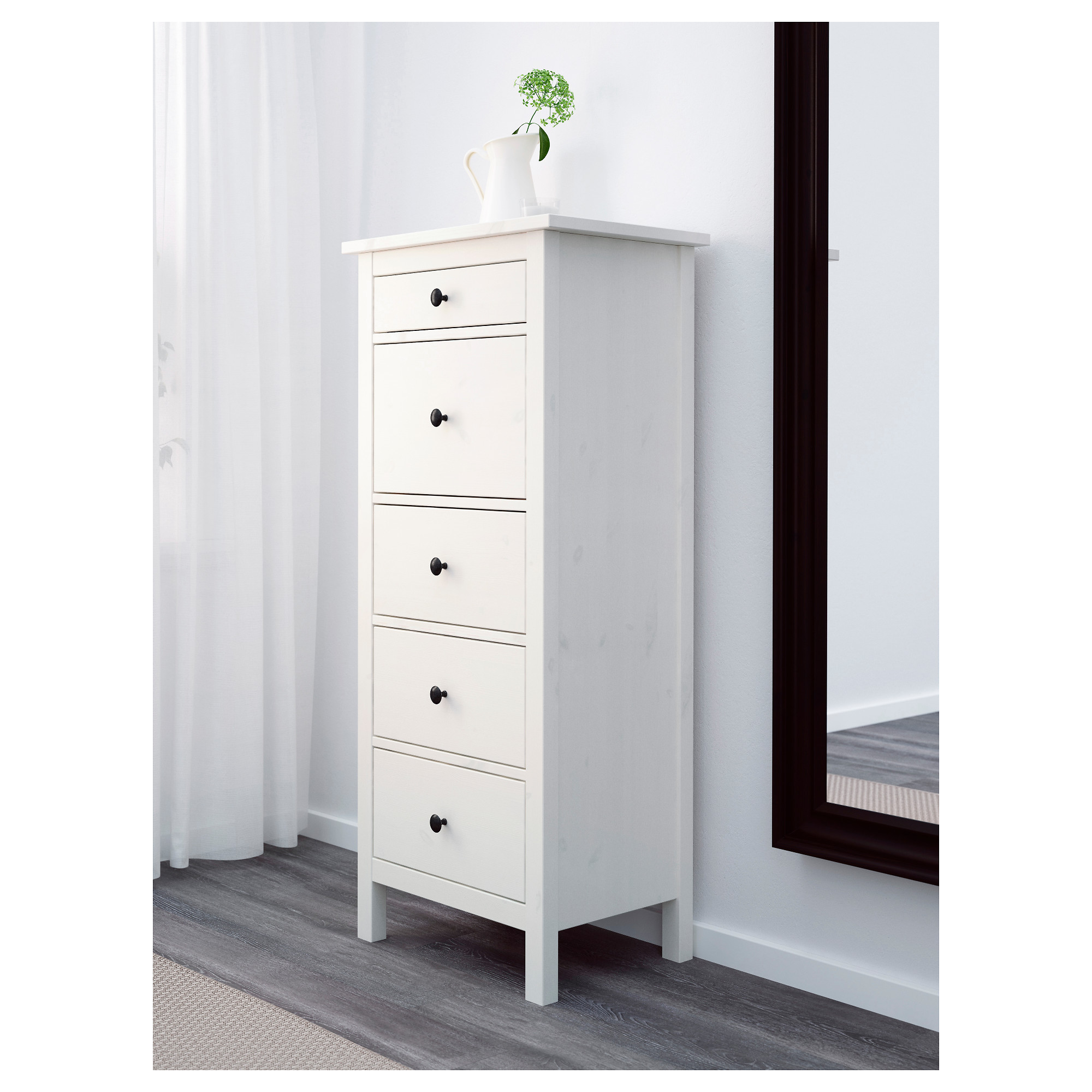 HEMNES Chest of 5 drawers, white stain, 58x131 cm IKEA