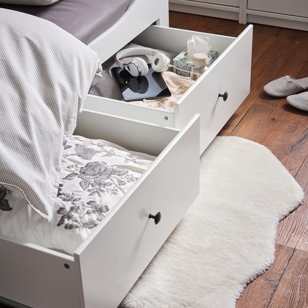 HEMNES Day-bed w 3 drawers/2 mattresses, white/Åfjäll firm, 80x200 cm
