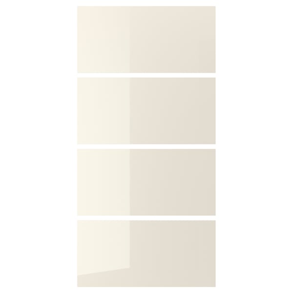 HOKKSUND 4 panels for sliding door frame, high-gloss light beige, 100x201 cm