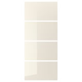 HOKKSUND 4 panels for sliding door frame, high-gloss light beige, 100x236 cm