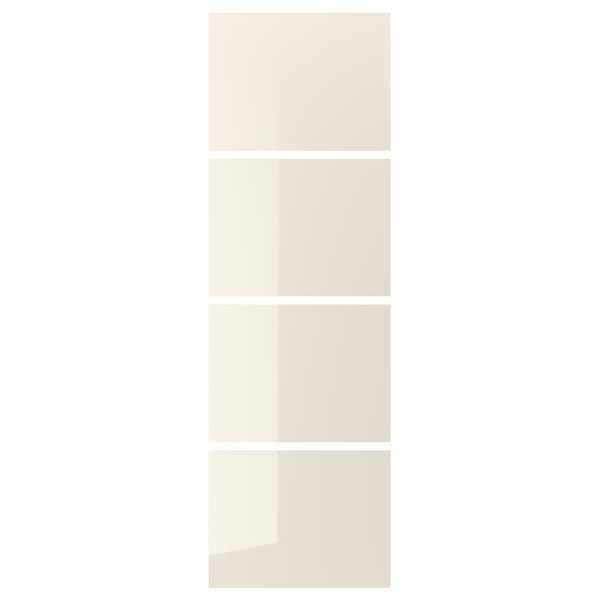 HOKKSUND 4 panels for sliding door frame, high-gloss light beige, 75x236 cm