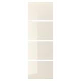 HOKKSUND 4 panels for sliding door frame, high-gloss light beige, 75x236 cm